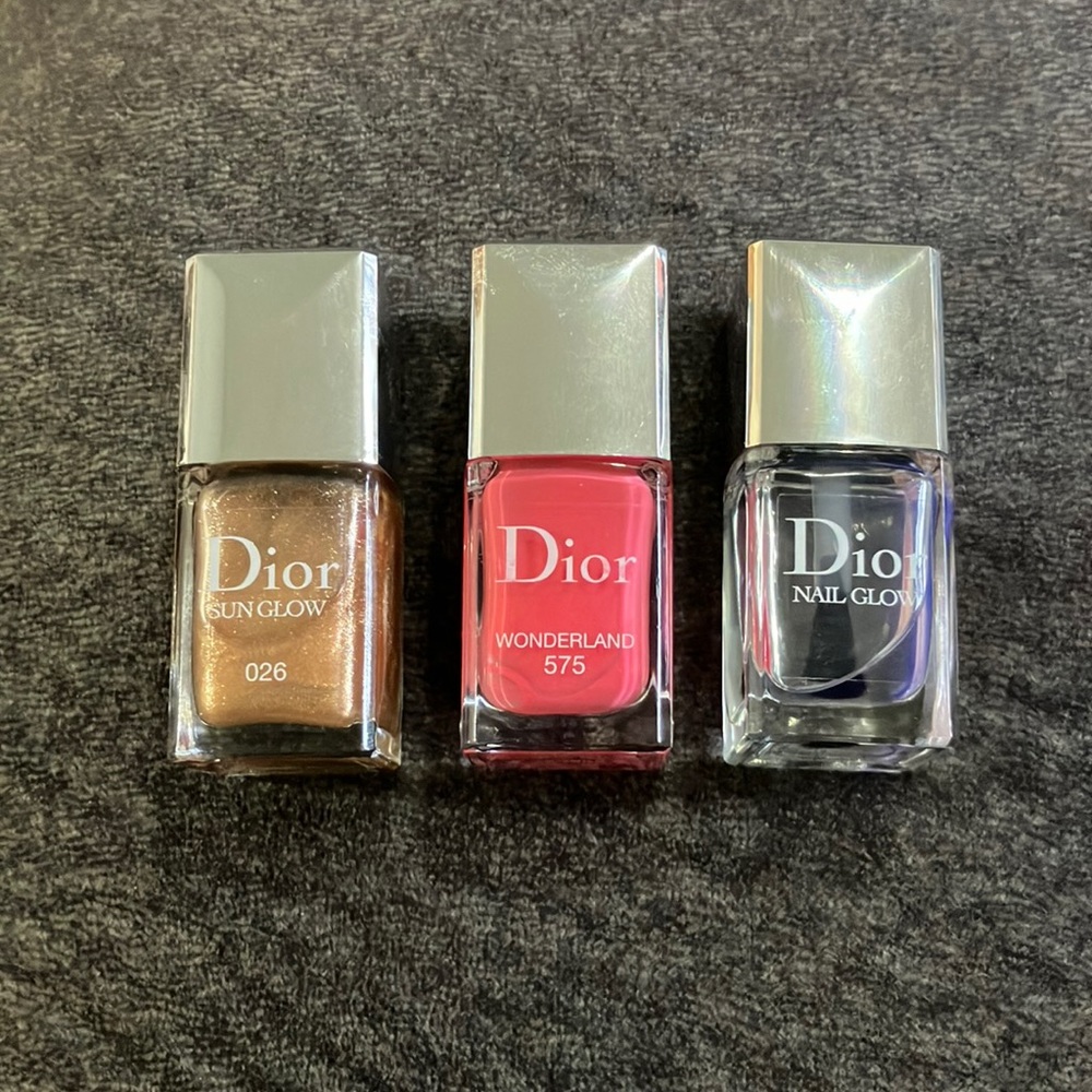 3 barely used Dior Nail Polish with the iconic Nail glow
